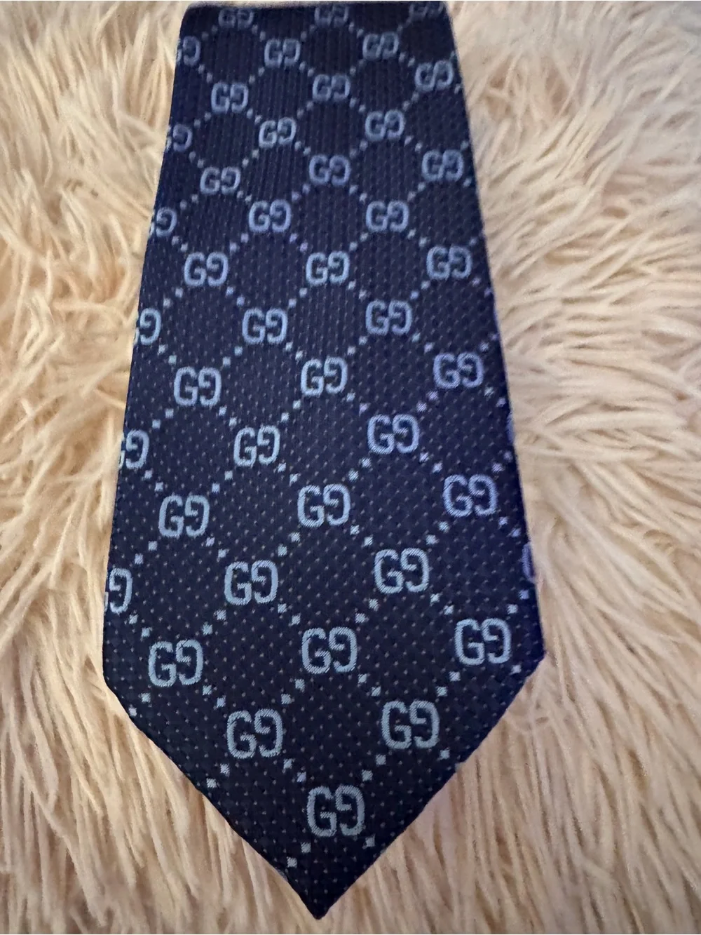 Gucci Navy Blue Monogram Silk Tie